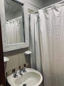 康考迪亚M. BERNARD的一间带水槽和淋浴帘的浴室