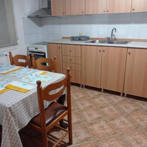 阿瑞达伊亚Green house - Apartment in Aridaia-Loutra Pozar的厨房配有桌子和水槽