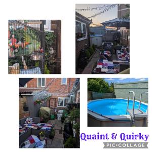 科尔切斯特Quiet Quaint & Quirky House Colchester Town Centre的连在一起的带游泳池的后院照片