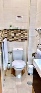 塞哥维亚Hostal segovia adults only的浴室配有白色卫生间和盥洗盆。