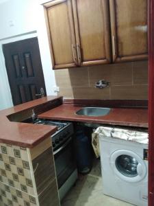 赫尔格达كمبوند سيبريا的厨房配有水槽和洗衣机