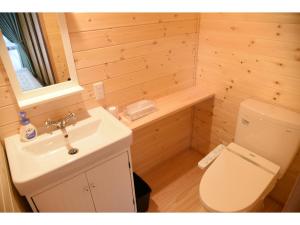 原村ペンション イメージハウス的一间带卫生间和水槽的小浴室