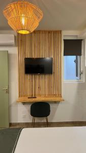 藻德济DUPLEX 101的一间房间,墙上有椅子和电视