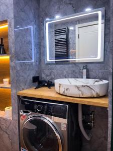 古多里New Gudauri F4的一间带水槽和洗衣机的浴室