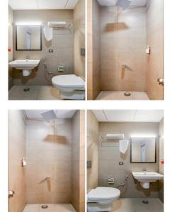 戈勒克布尔HOTEL SR GRAND的浴室的两张照片,配有卫生间和水槽