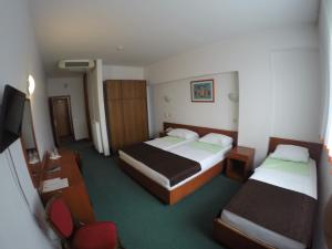 萨拉热窝萨拉杰酒店的酒店客房设有两张床和一台平面电视。