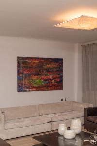特里卡拉Set of Flats Vol 1 2 3的客厅配有沙发和墙上的绘画