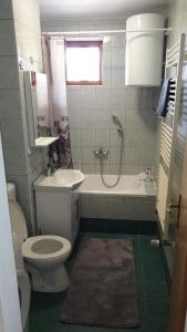 利夫诺Apartman Greta的一间带卫生间、浴缸和淋浴的浴室