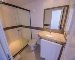 阿雷格里港维德斯帕萨罗斯阁楼中心酒店的一间带水槽、卫生间和镜子的浴室