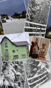 卡夫尼克Pensiunea Ana的雪中房子的照片拼凑而成