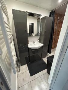 加来Maison chez graz & virg的一间带水槽和镜子的浴室