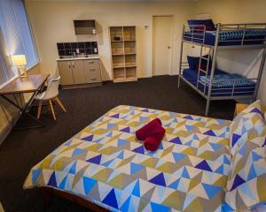 奥克兰选择背包客旅馆的一间卧室配有床和双层床。