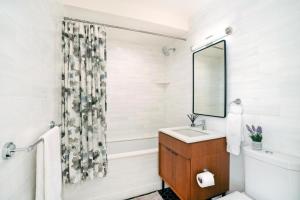 纽约Lovely 2 Bedroom Apartment的一间带水槽和镜子的浴室