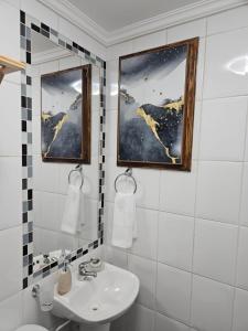 圣佩德罗·德·阿塔卡马Anka Lodge Quitor的白色的浴室设有水槽和镜子