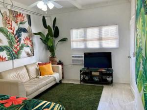 圣胡安Tropical Apartments in Miramar的带沙发和电视的客厅