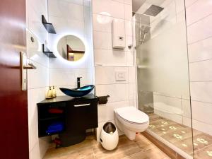 杜塞尔多夫The Stylish&Cozy Apartment with 37㎡ in District 1的一间带卫生间和水槽的浴室