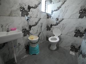 博尔本德尔HOTEL BALAJI SQUARE的一间带卫生间和水槽的浴室