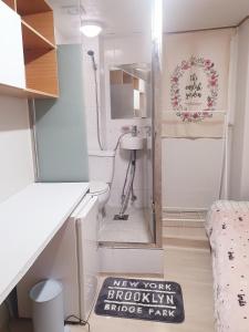 首尔Cony house的一间带水槽和镜子的小浴室