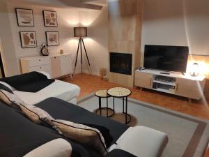 卡马里尼亚斯Apartamentos Playa de Camariñas的带沙发和平面电视的客厅