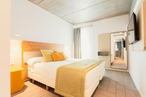 阿吉内金海滩Resort Cordial Santa Águeda & Perchel Beach Club的酒店客房,配有床和镜子