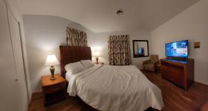 华盛顿Sheppard的一间卧室配有一张床和一台平面电视