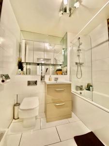 BelvedereCaptivating 1-Bed Apartment Greater London的浴室配有卫生间、盥洗盆和淋浴。