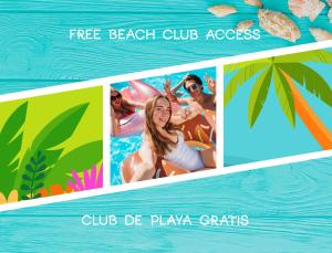 蓬塔卡纳CARIBBEAN Paradise WIFi HOTEL BAVARO Beach CLUB & SPA的海滩上人们的照片拼凑而成