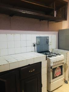 阿鲁沙Arusha homestay的厨房配有炉灶和台面