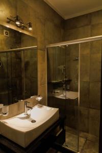 雷孔基斯塔ALTA VISTA APART HOTEL的一间带水槽和淋浴的浴室