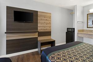 奥克兰清风湾酒店的配有一张床和一台平面电视的酒店客房