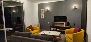 卢汉德库约Casa "La 310"的客厅配有沙发、椅子和电视