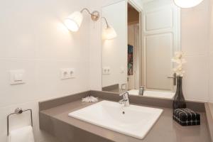 巴塞罗那洛奇圣家堂公寓酒店的浴室设有白色水槽和镜子