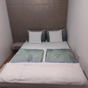 诺维萨德Carmen deluxe的小房间的一个床位,配有两个枕头