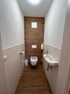 阿特湖畔努斯多夫基斯特霍夫斯坦比克乐尔酒店的一间带水槽和卫生间的浴室