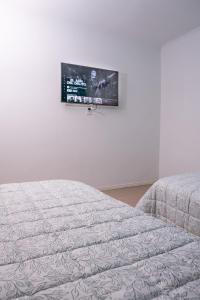 帕索德洛斯利布雷斯Alta Pinta的卧室配有一张床,墙上配有电视。