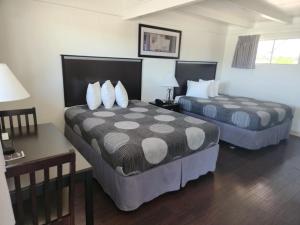 卡顿伍德The View Motel的酒店客房配有两张床和一张书桌