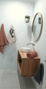 亚勒旺加Spacious Unit in Convenient Location的一间带水槽和镜子的浴室