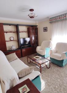 贝莱斯Piso Vélez Málaga的客厅配有两张沙发和一台电视机