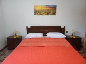 西尼加利亚Casa di Adele con giardino privato a 150 mt dal mare的一间卧室配有一张带红色毯子的大床