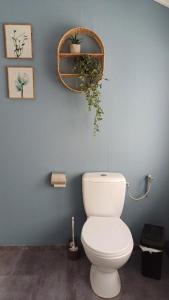 库罗阿尔滕堡Haus Stefanie Elvire的浴室设有卫生间,墙上挂有植物