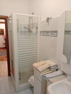 钱皮诺Bici Grill Decimo Miglio的带淋浴和盥洗盆的浴室