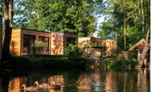 La cabane du pêcheur - Lodges de Bonfruit的水边的房子