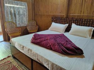 DāngchuraMoupiya Resort and Restaurant的一张大床,房间带两个枕头