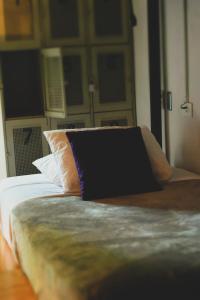 蒙泰韦尔德哥斯达黎加OutBox Inn的一张带枕头的床铺