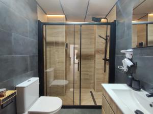 马拉加Ohana homes 3的带淋浴、卫生间和盥洗盆的浴室