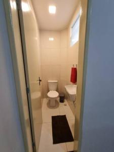 阿拉卡茹Casa 2/4 para temporada的一间带卫生间和水槽的小浴室