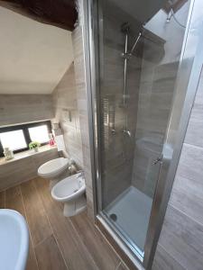 维罗纳B&B Magnolia的带淋浴、卫生间和盥洗盆的浴室