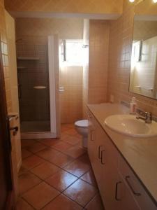 蓬塔普里马Villa Eclipse的浴室配有卫生间、盥洗盆和淋浴。