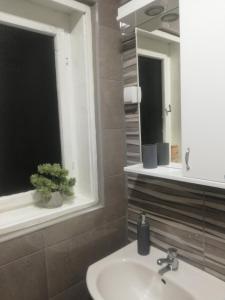 皮罗特Vila Budimir的一间带水槽和镜子的浴室