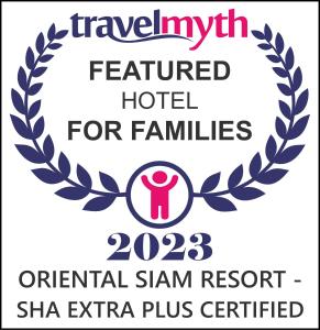 清迈Oriental Siam Resort - SHA Extra Plus Certified的月桂花花的家庭酒店标志